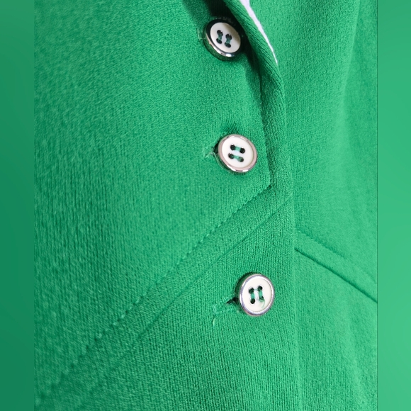 VNTG Handmade Green Collared Button Down Dress STUNNING Floral Detail - Picture 8 of 13